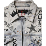 Dolce & Gabbana Light Blue Graffiti Button Down Denim Jacket JKT41298-40
