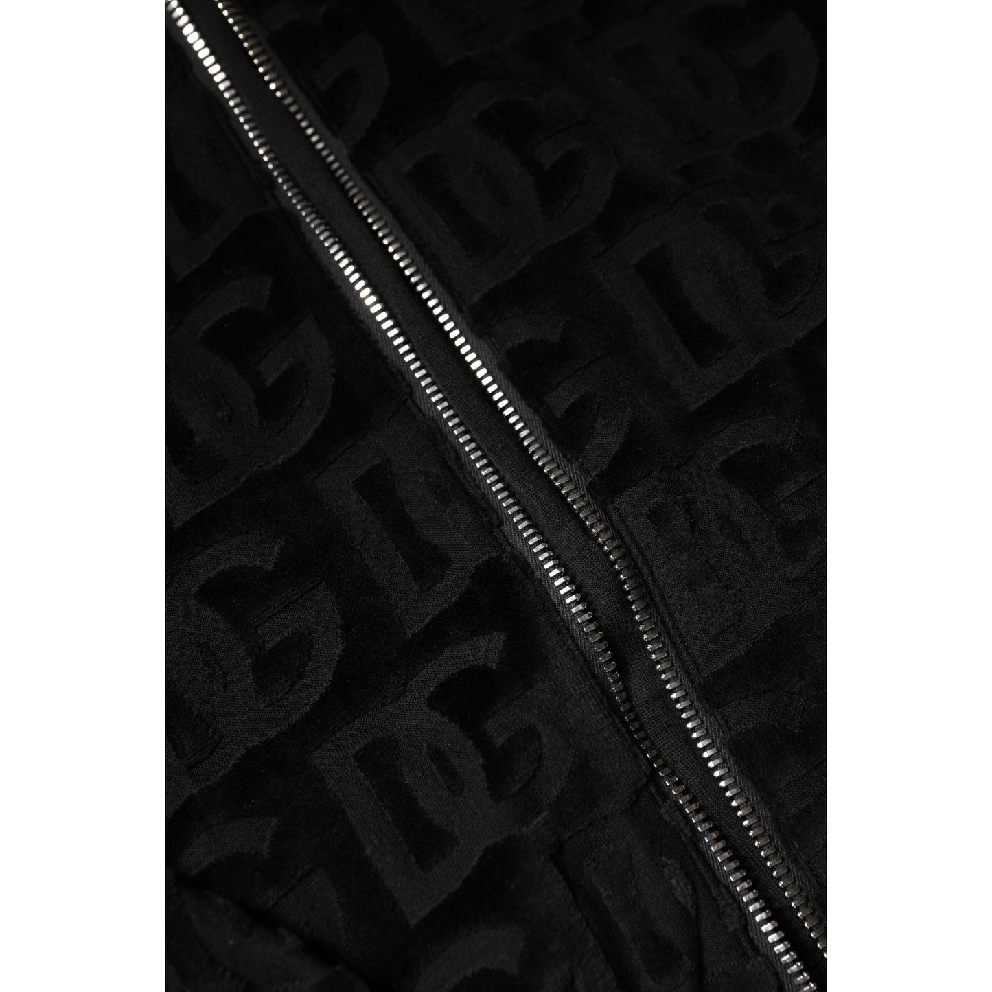 Dolce & Gabbana Black Logo Monogram Full Zip Bomber Jacket