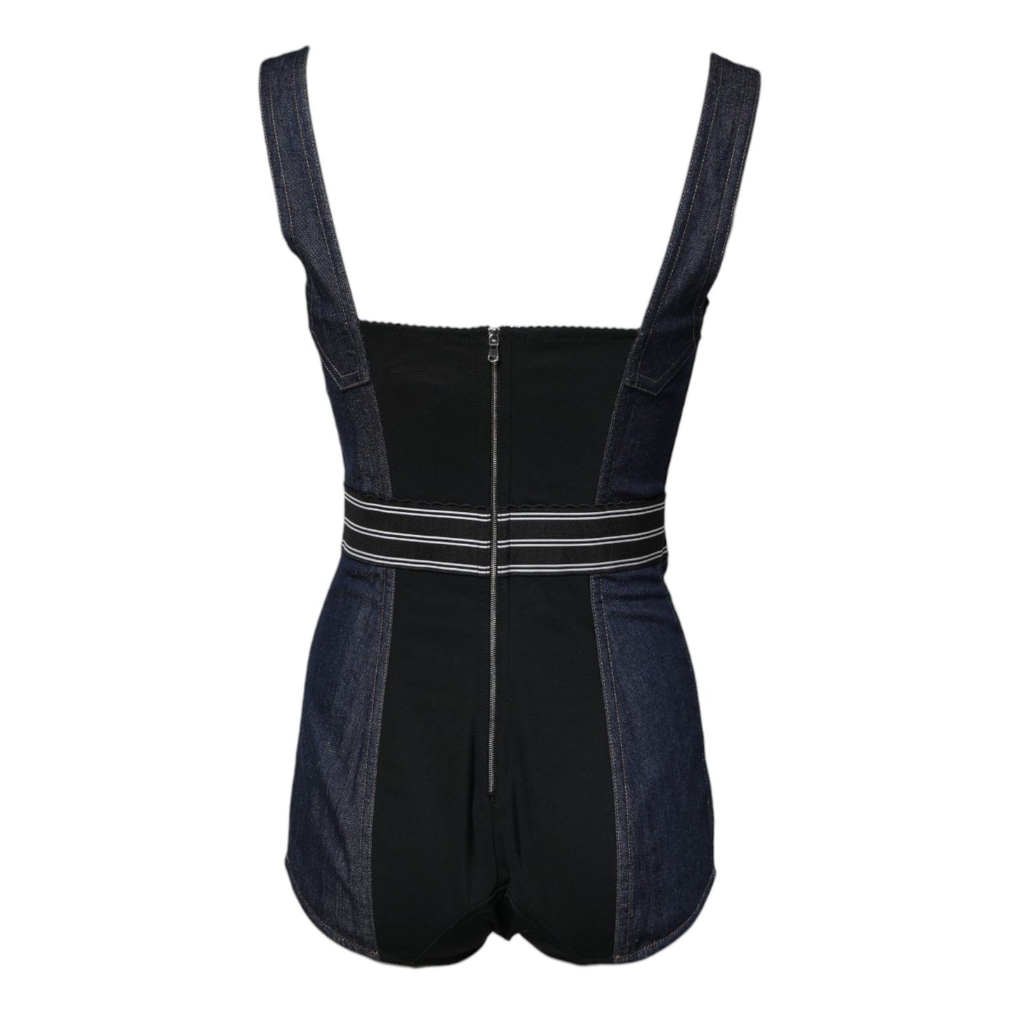 Dolce & Gabbana Blue Cotton Stretch Sleeveless Bodycon Denim Bodysuit