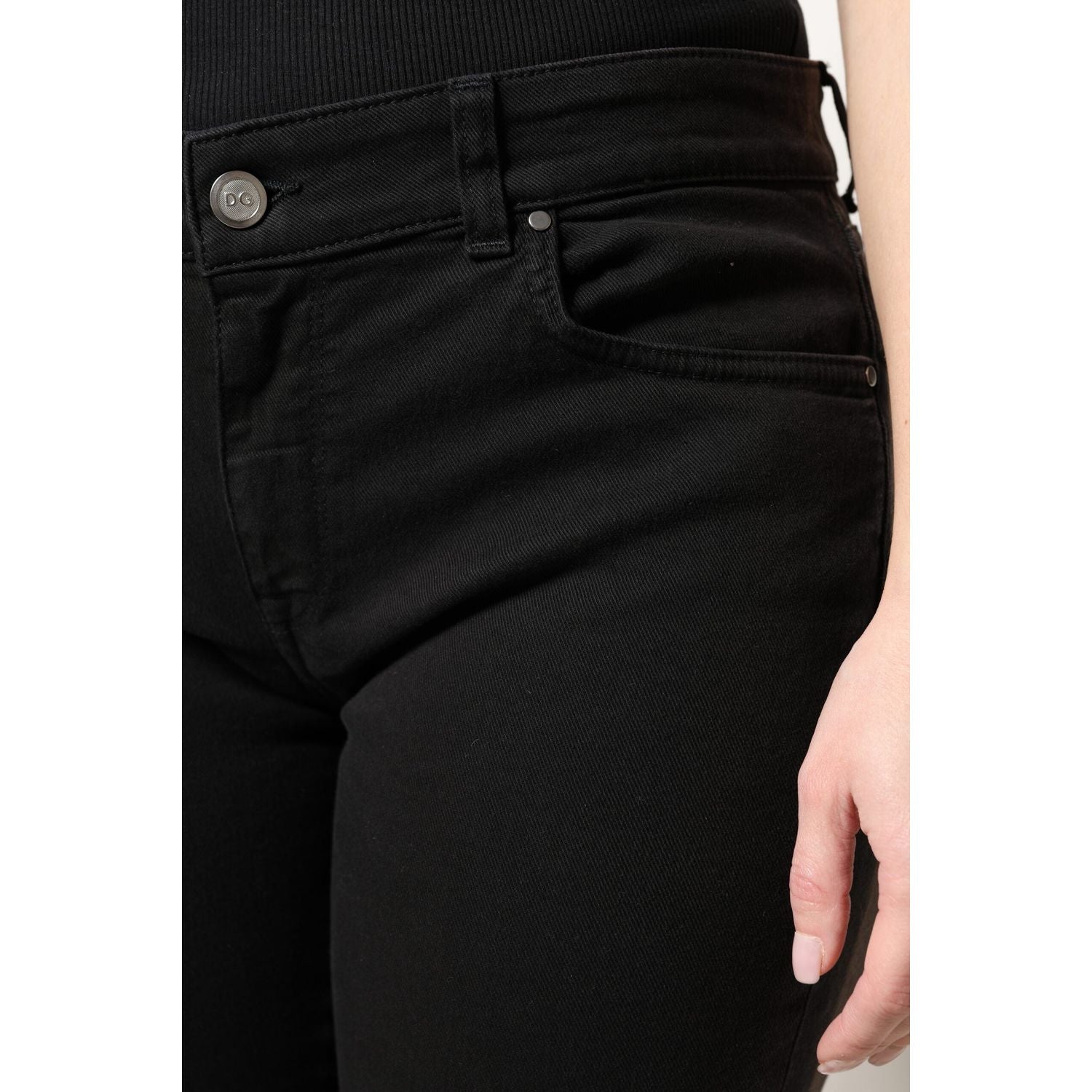 Dolce & Gabbana Black Cotton High Waist Skinny Denim Jeans