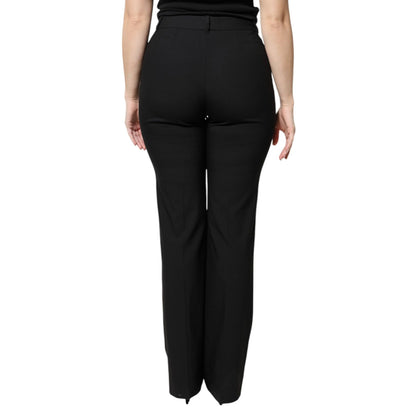 Dolce & Gabbana Black Wool High Waist Boot Cut Dress Pants