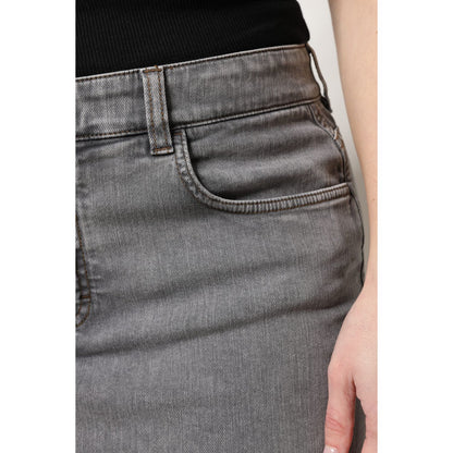 Dolce & Gabbana Gray Cotton Stretch Mid Waist Denim Mini Skirt