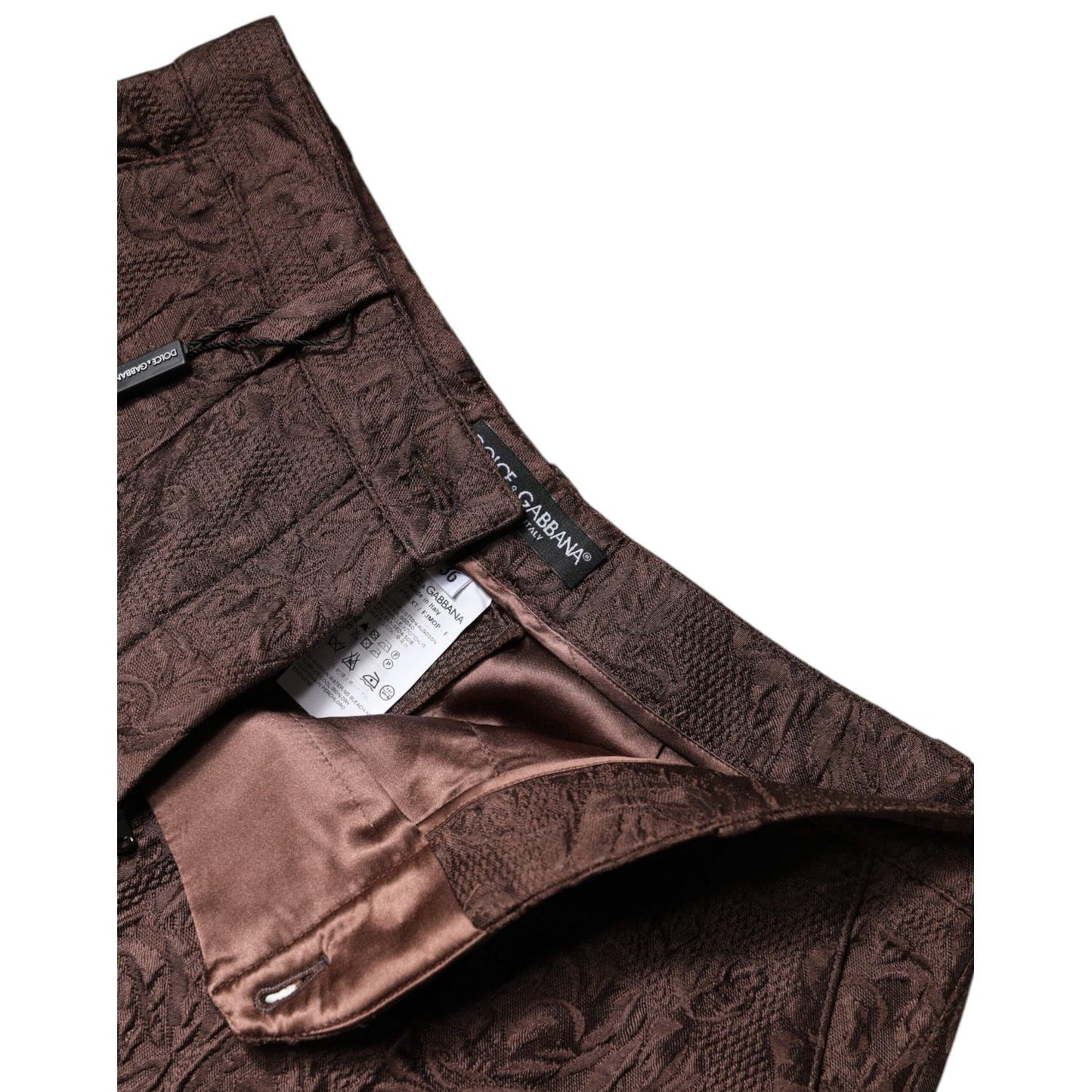 Dolce & Gabbana Brown Floral Brocade Mid Waist Mini Short