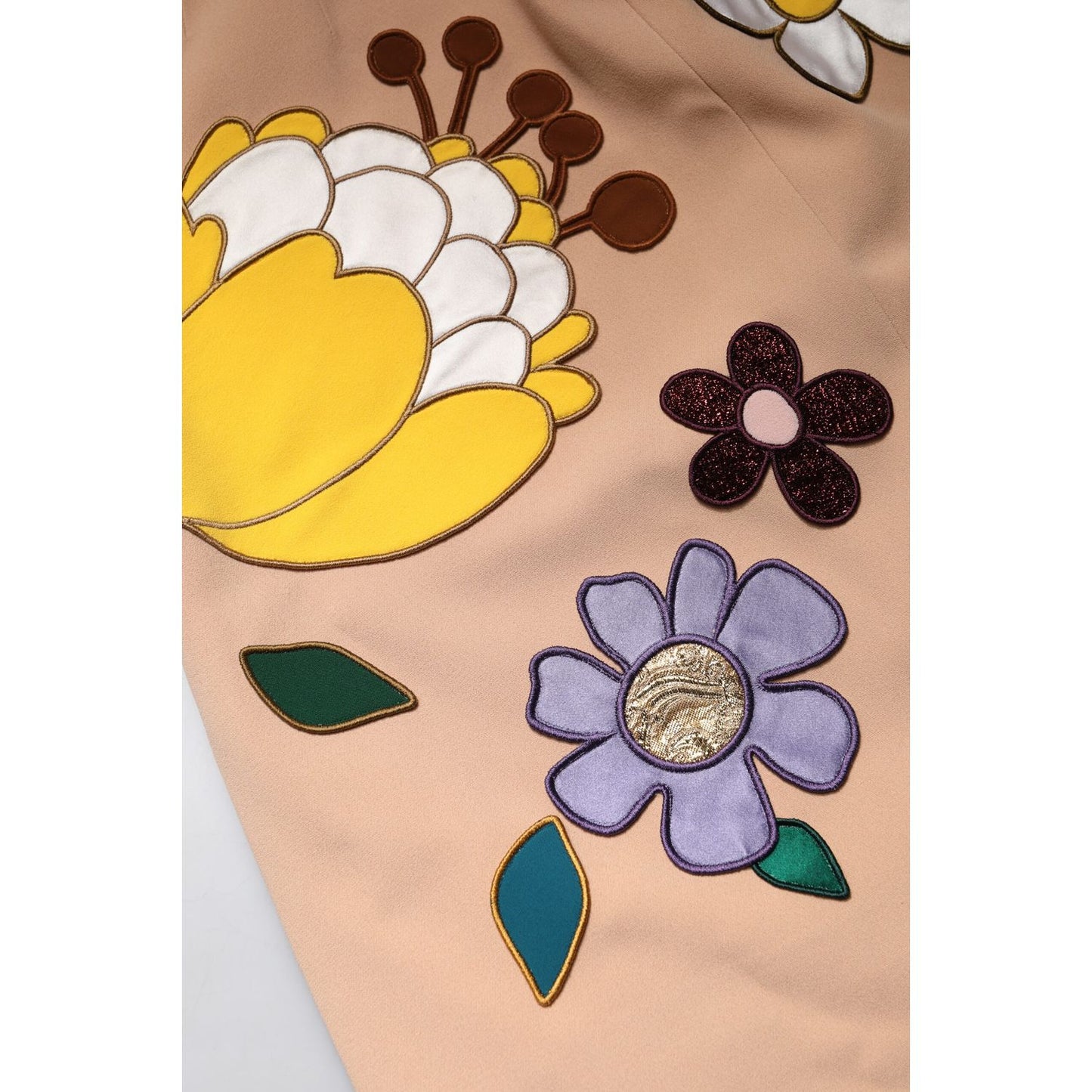 Dolce & Gabbana Beige Floral High Waist Pencil Cut Skirt