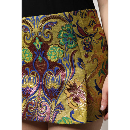 Dolce & Gabbana Multicolor Floral Jacquard Mid Waist Mini Skirt
