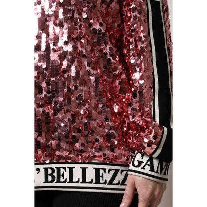 Dolce & Gabbana Pink DG Queen Sequin Pullover Sweater