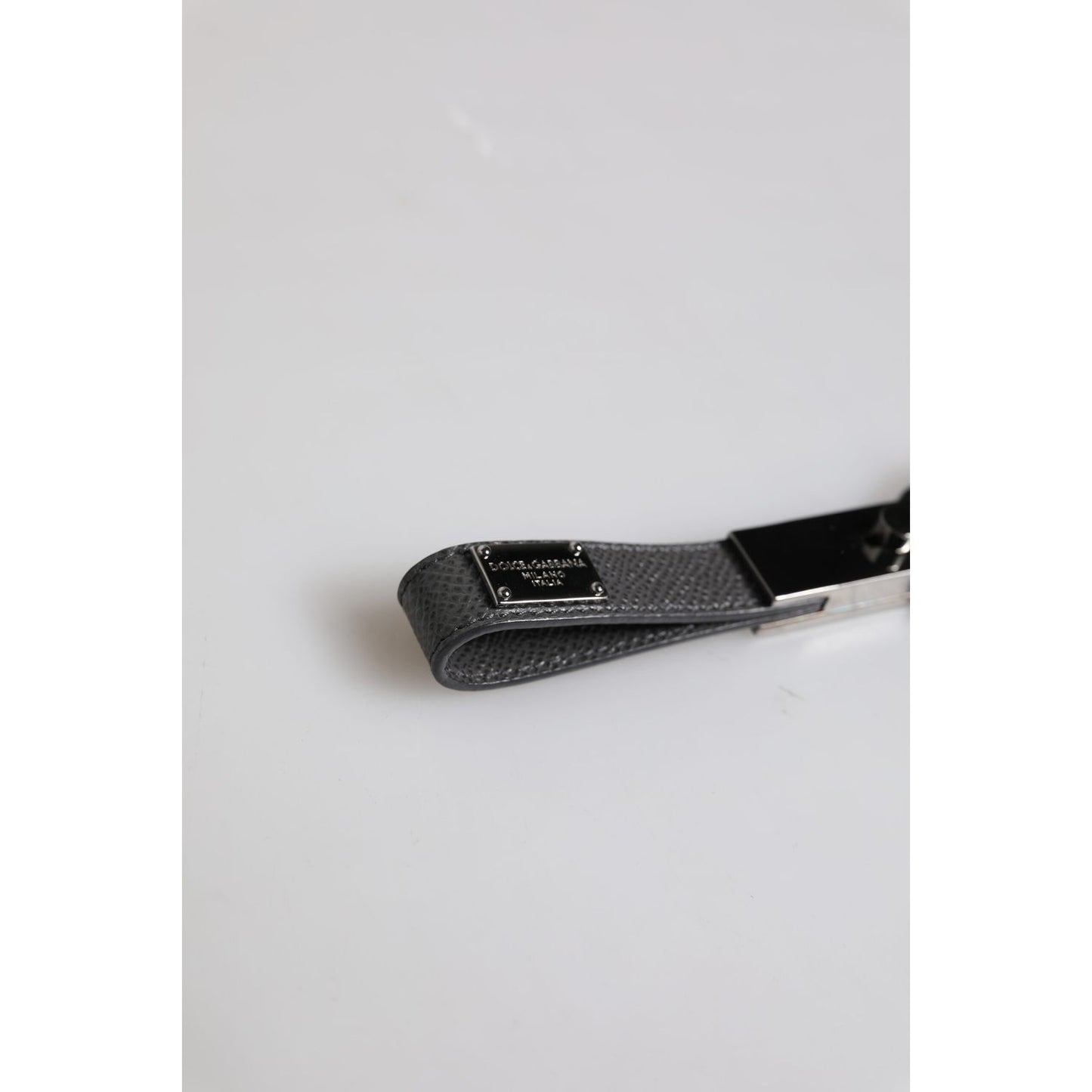 Dolce & Gabbana Brown Leather DG Plaque Double Keyring Holder Keychain