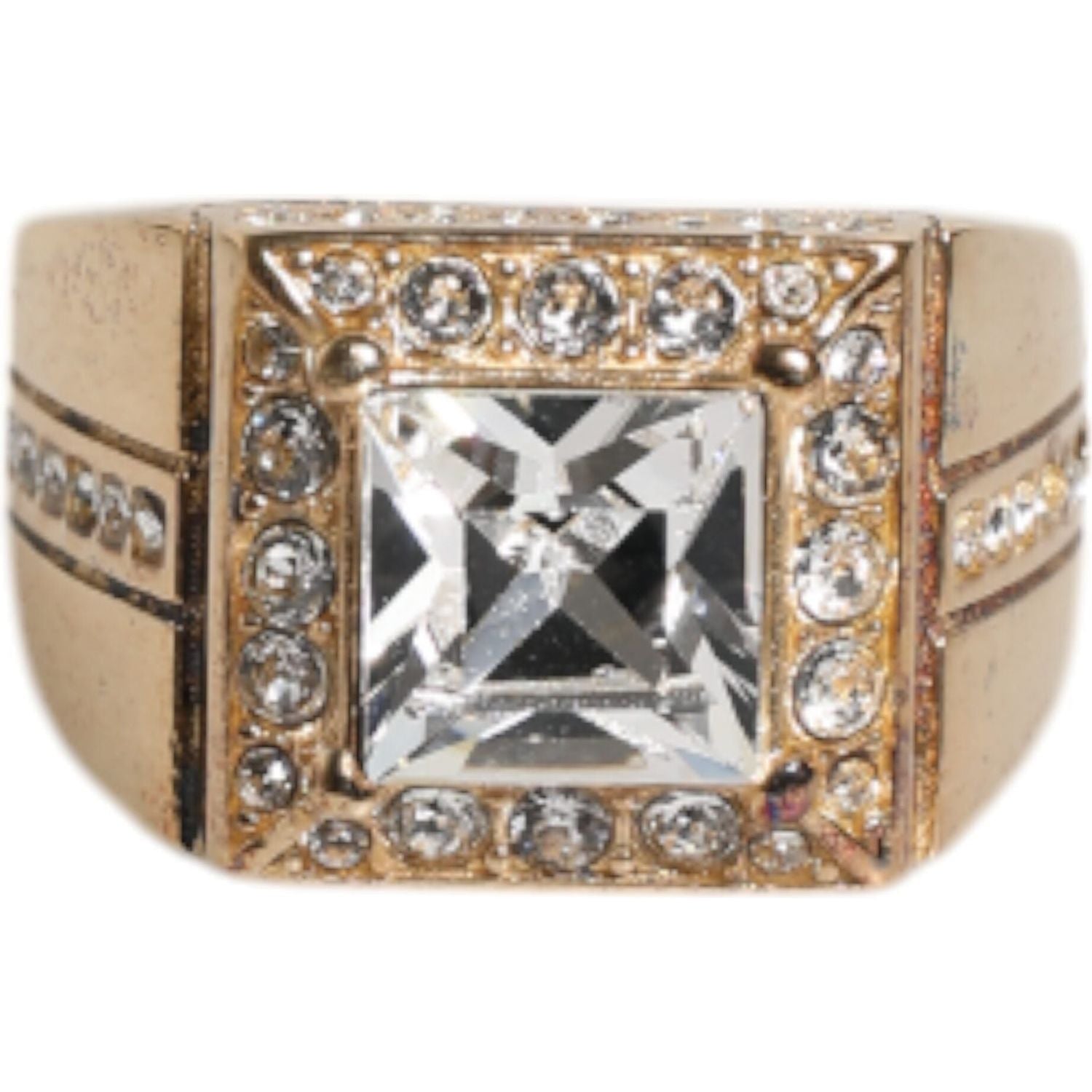 Dolce & Gabbana Gold Tone Sterling Silver 925 Crystals Ring