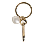 Dolce & Gabbana Chic Gold Brass Faux Pearl Letter Charm Keyring Keychain SMY10441