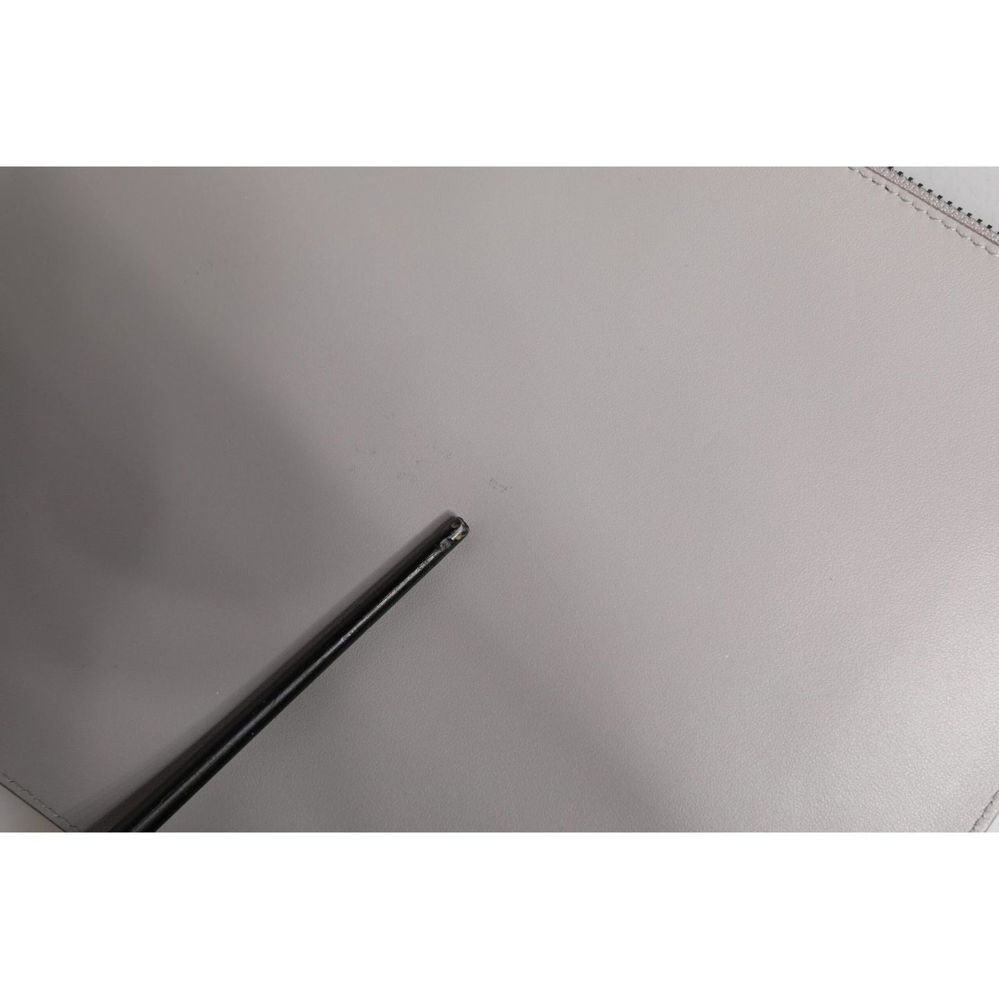 Dolce & Gabbana Gray Solid Leather DG Logo Men Clutch Zip Pouch Bag