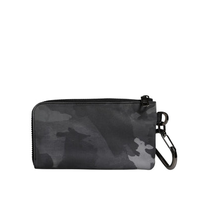 Dolce & Gabbana Black Gray Camouflage Logo Plaque Keyring Pouch Bag