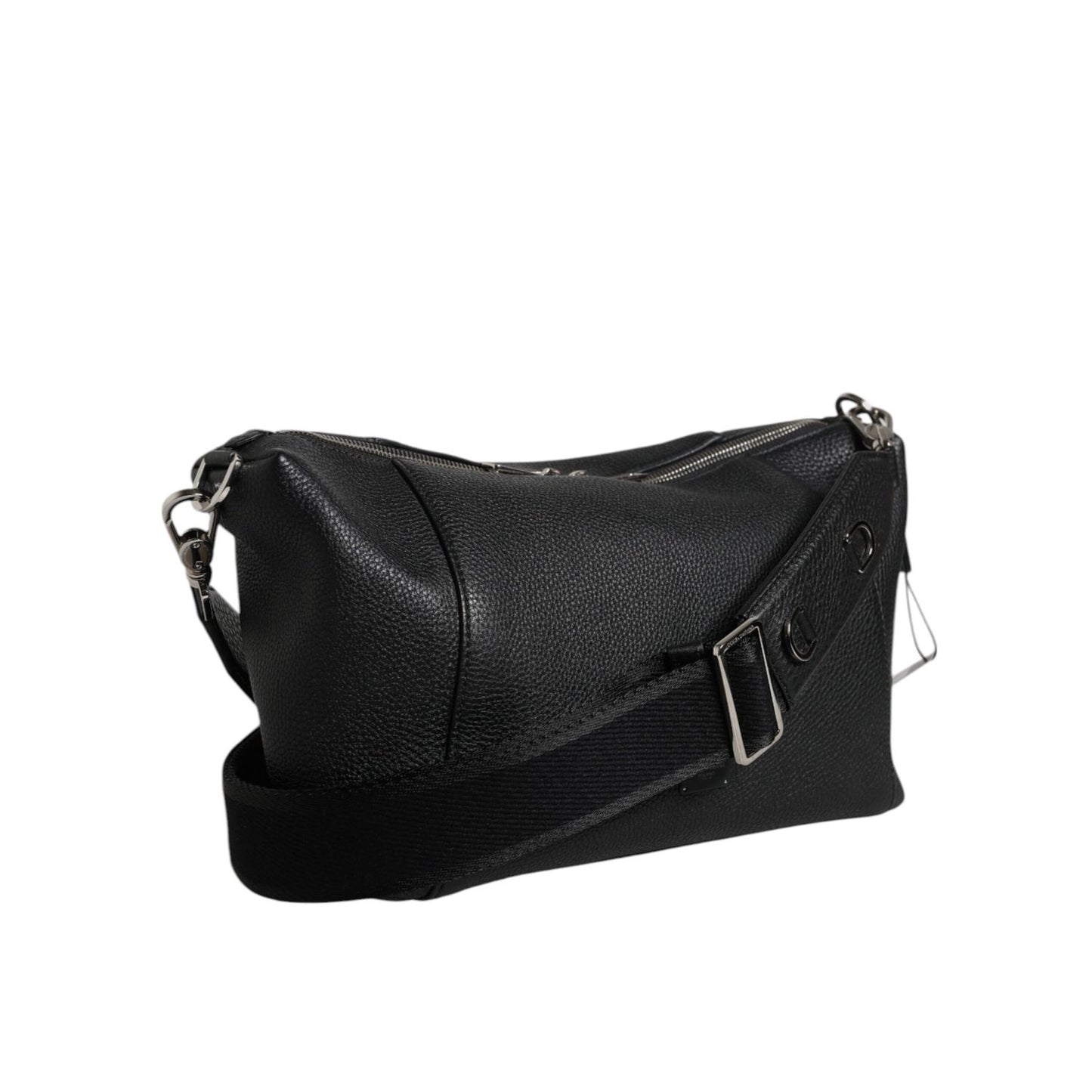 Dolce & Gabbana Black Leather Logo Plaque Shoulder Crossbody Bag