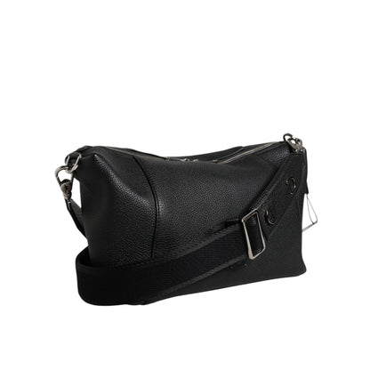 Dolce & Gabbana Black Leather Logo Plaque Shoulder Crossbody Bag