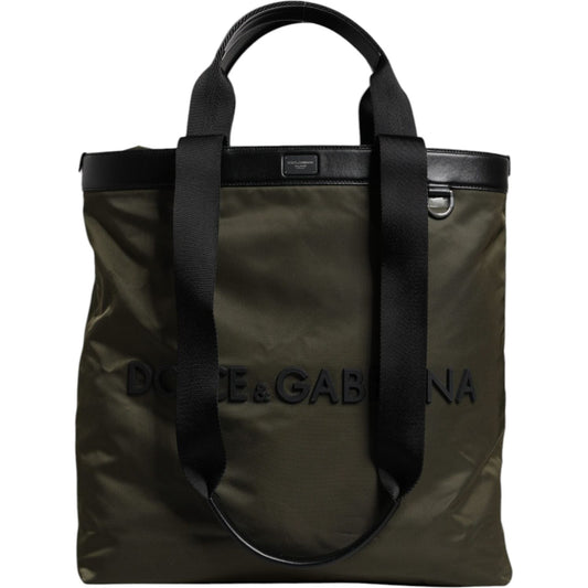 Dolce & Gabbana Military Green Nylon Shoulder Strap Tote Bag