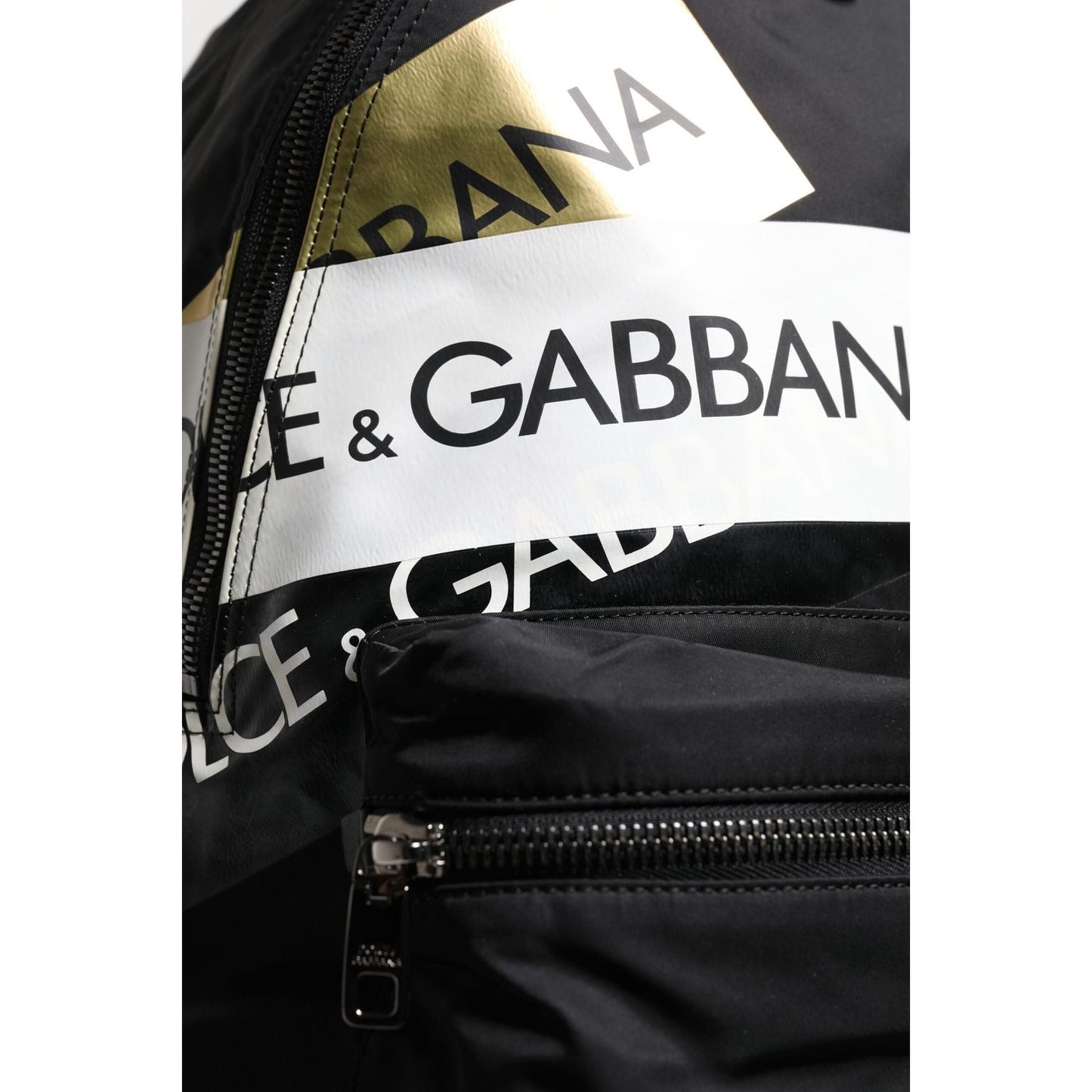 Dolce & Gabbana Black Logo Tape Polyamide School Travel Backpack Bag BAG4387