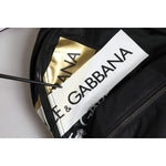 Dolce & Gabbana Black Logo Tape Polyamide School Travel Backpack Bag
