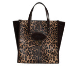 Dolce & Gabbana Brown Leopard Leather Shoulder Strap Tote Bag