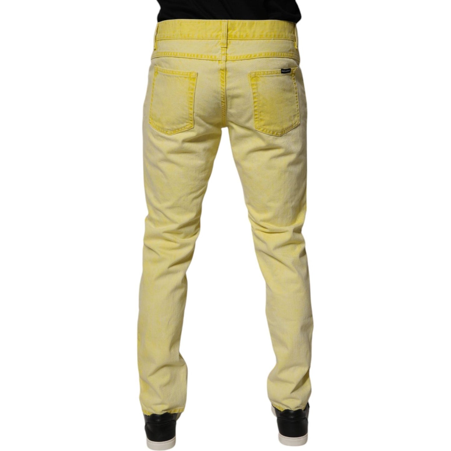 Dolce & Gabbana Yellow Cotton Stretch Skinny Men Denim Jeans