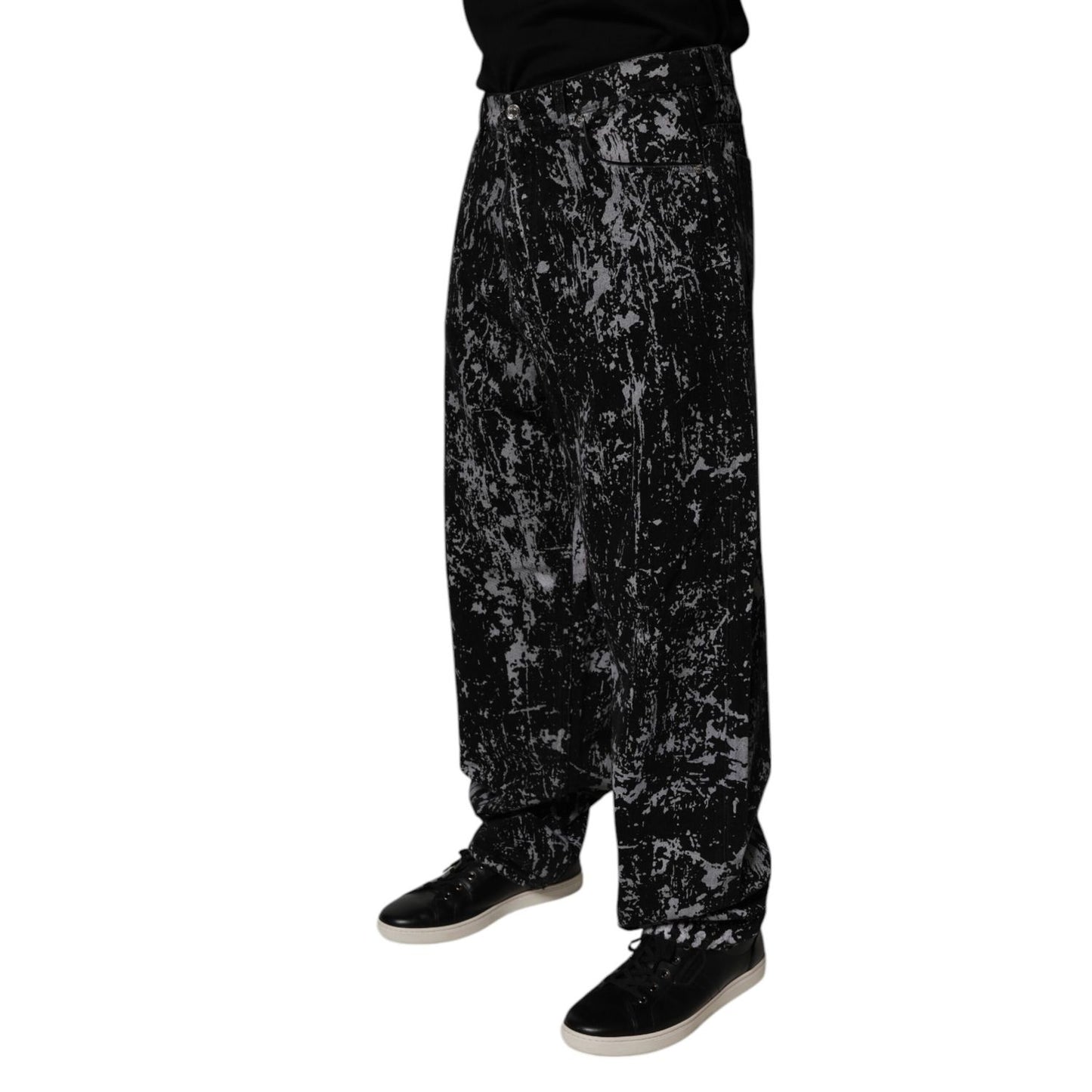 Dolce & Gabbana Black Tie Dye Cotton Straight Men Denim Jeans