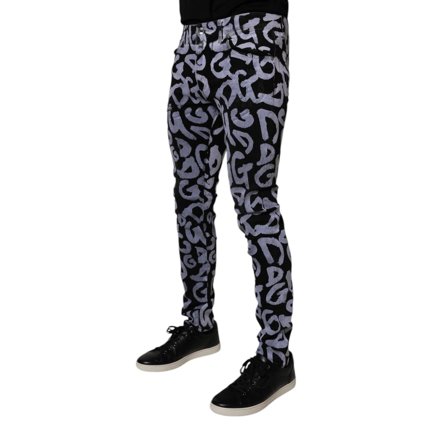 Dolce & Gabbana Black Logo Monogram Cotton Skinny Denim Jeans
