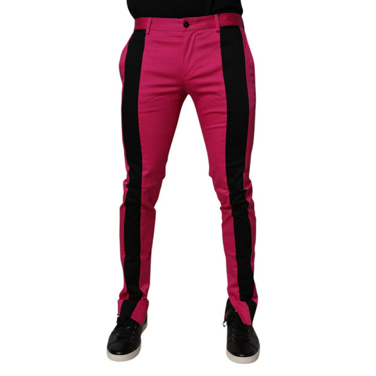 Dolce & Gabbana Pink Black Stripe Slim Fit Men Dress Pants