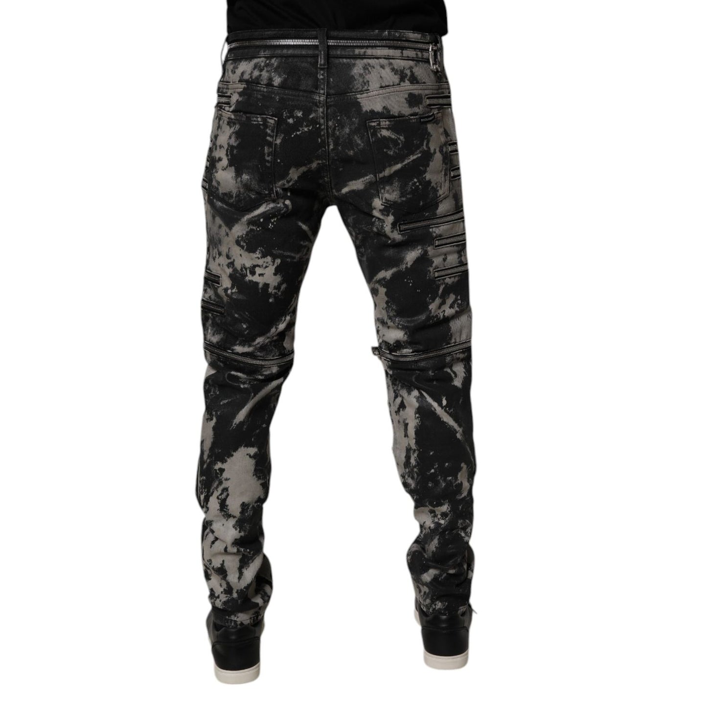 Dolce & Gabbana Black Tie Dye Cotton Skinny Zip Denim Jeans