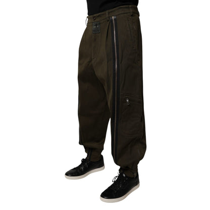 Dolce & Gabbana Dark Brown Cotton Jogger Cargo Pants