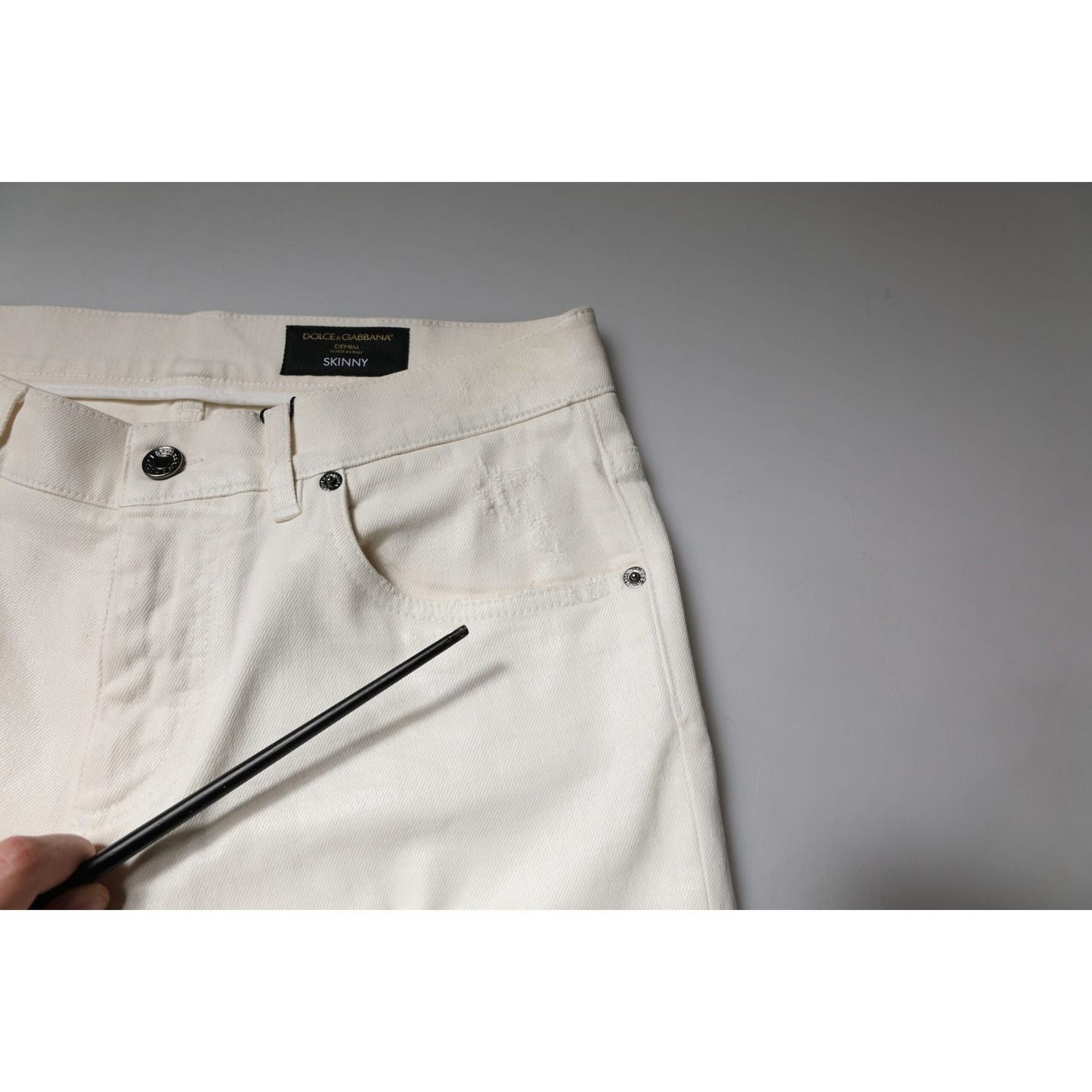 Dolce & Gabbana Off White Cotton Stretch Skinny Denim Jeans