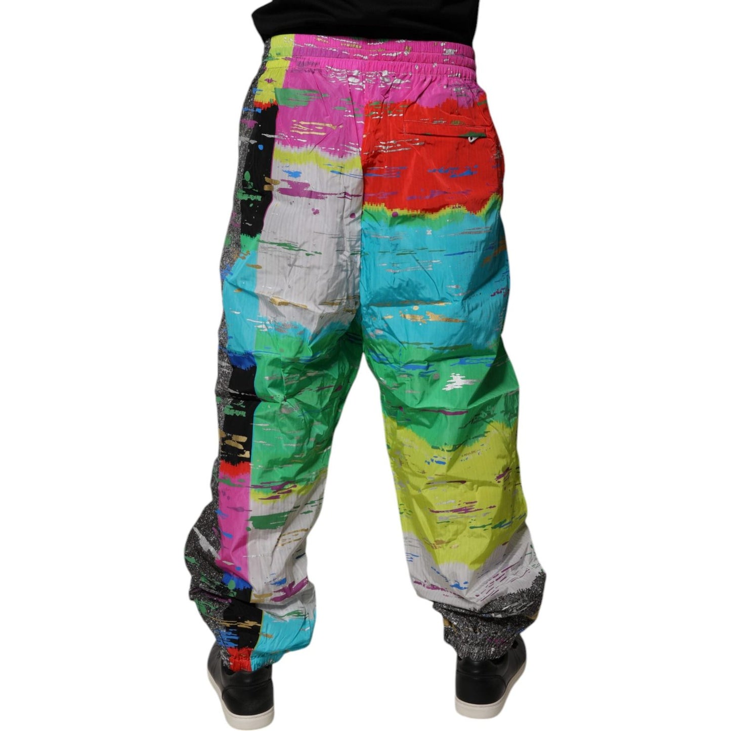 Dolce & Gabbana Multicolor Patchwork Mid Waist Sweatpants Pants
