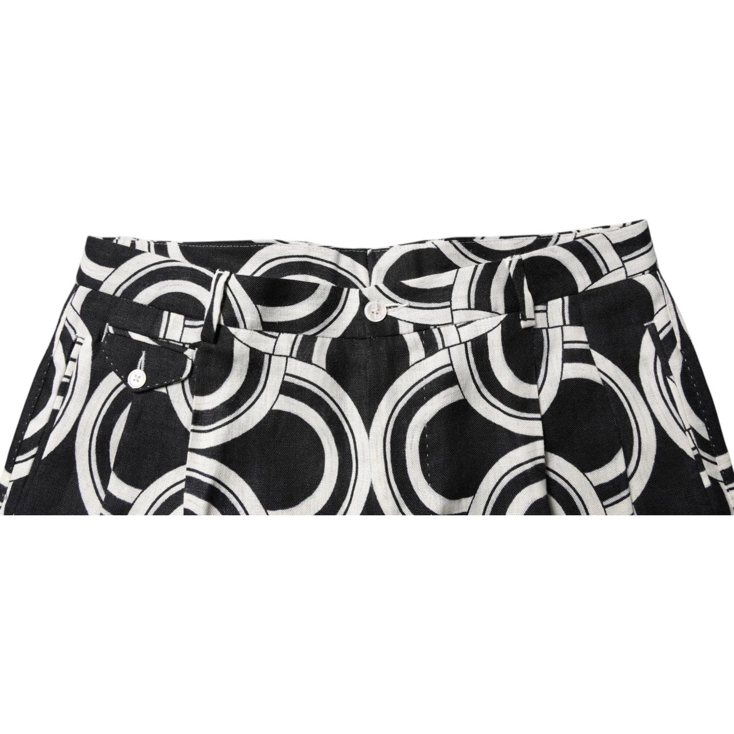 Dolce & Gabbana Black White Linen Bermuda Shorts PAN75724-48
