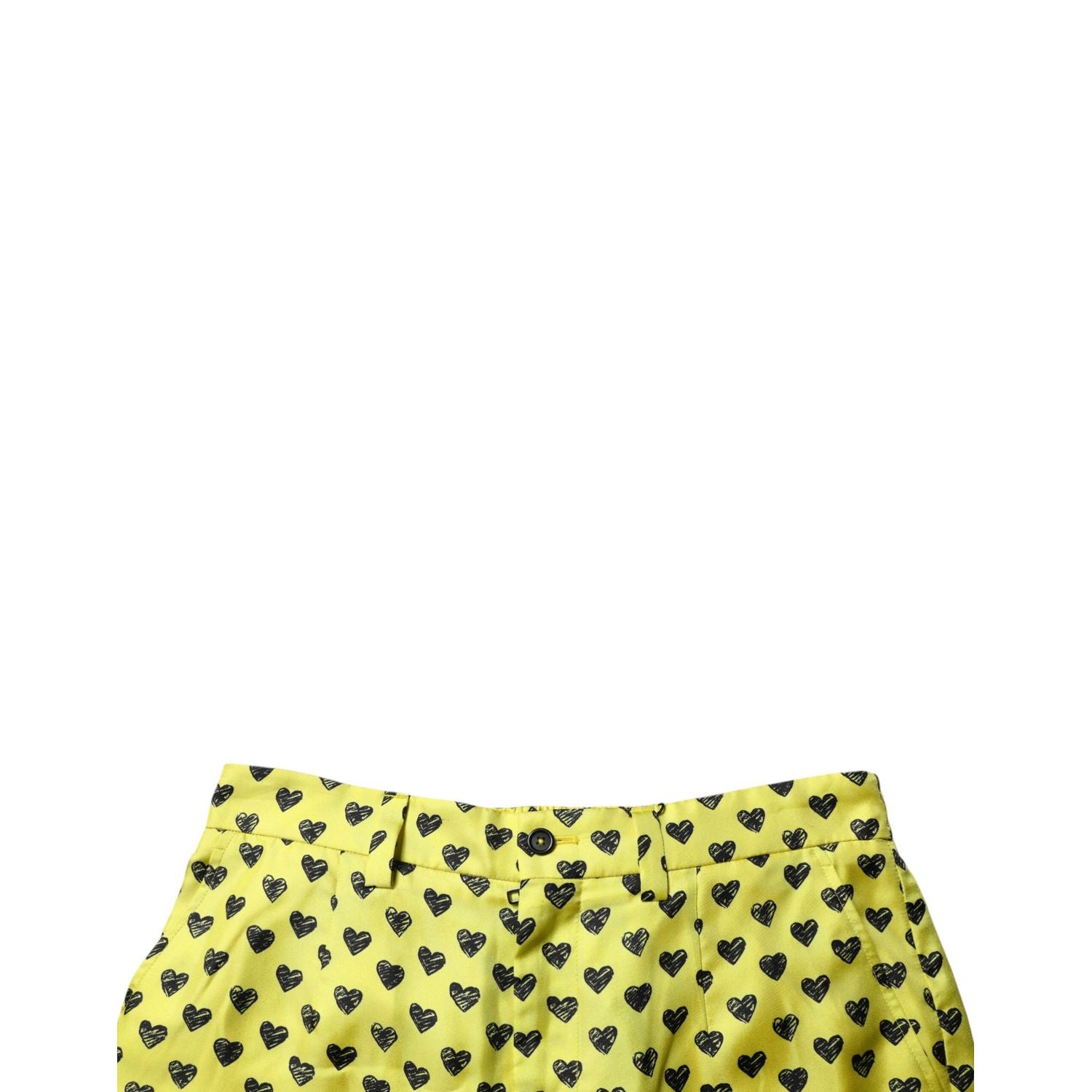 Dolce & Gabbana Green Silk Heart Print Bermuda Shorts
