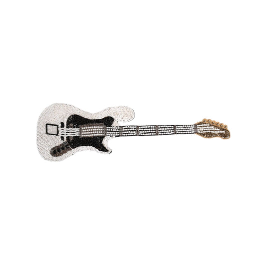 Dolce & Gabbana Gold Brass Logo Beaded Guitar Pin Brooch
