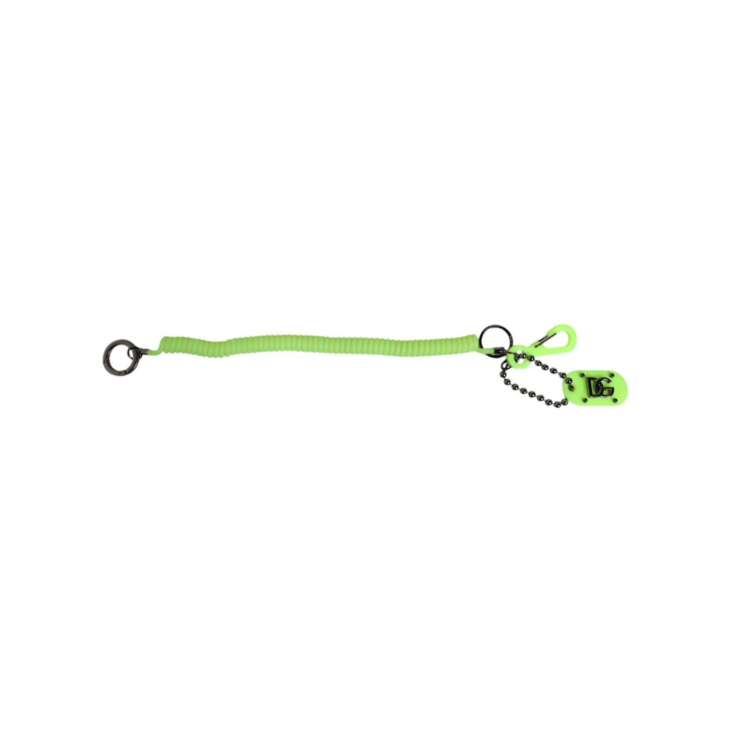 Dolce & Gabbana Green Springy Key Holder DG Logo Men's Keychain Keyring SMY10653