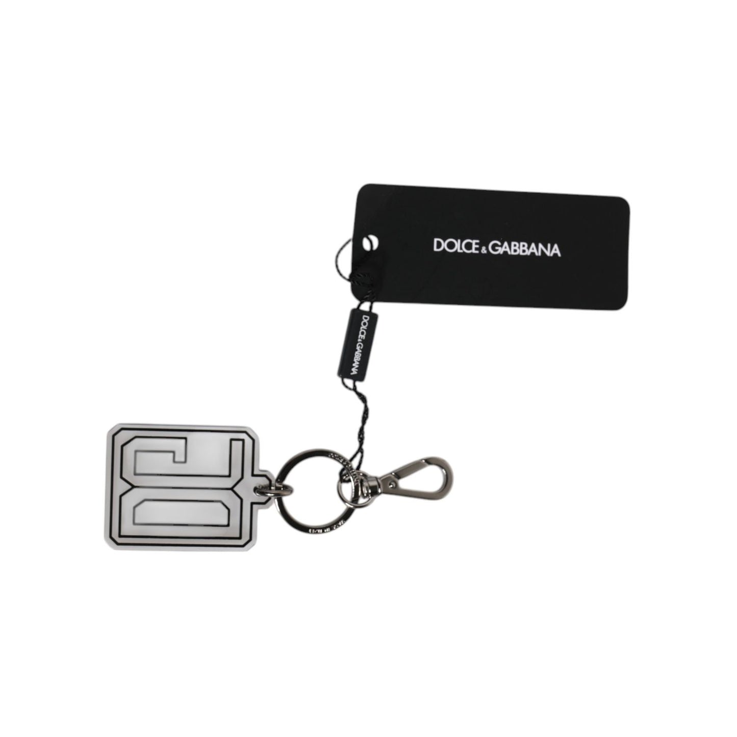 Dolce & Gabbana Gray Black DG Rubber Logo Silver Men's Keychain Keyring SMY10677