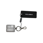 Dolce & Gabbana Gray Black DG Rubber Logo Silver Men's Keychain Keyring SMY10677