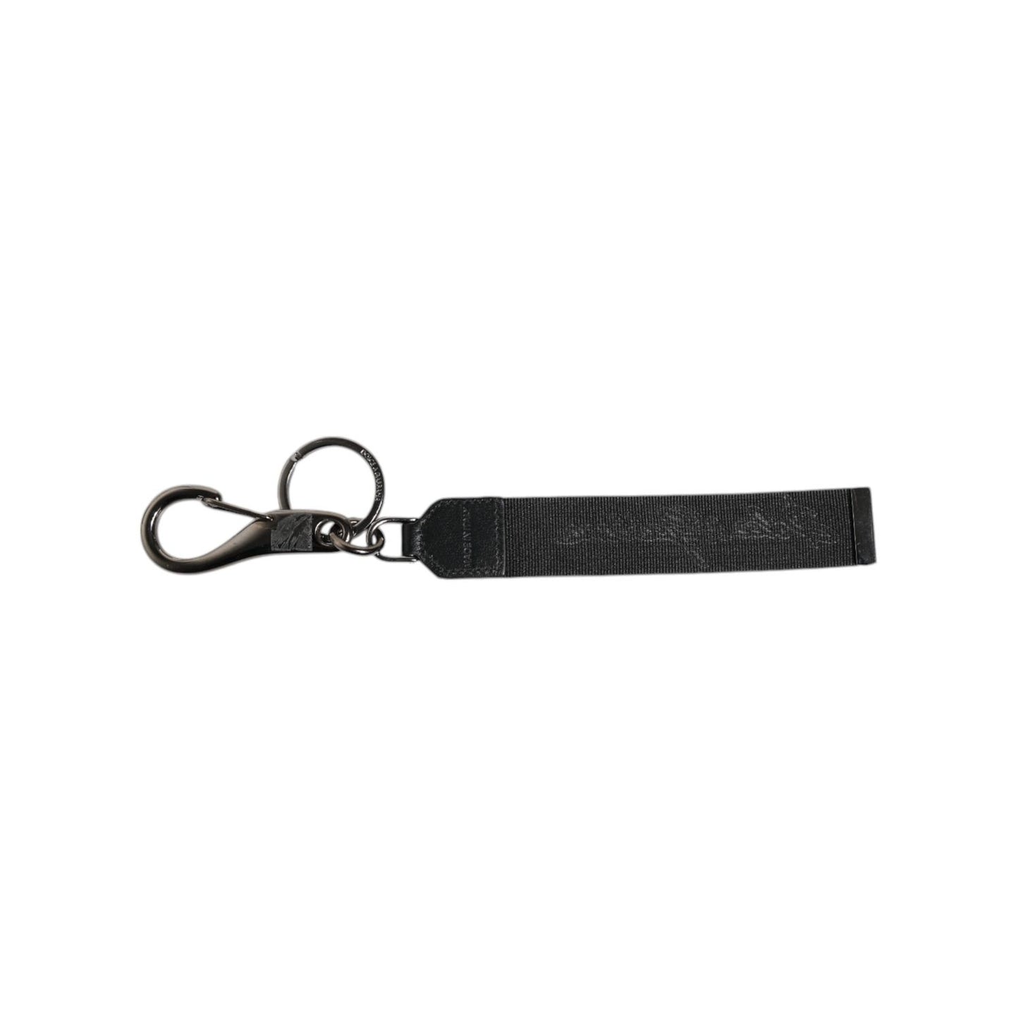 Dolce & Gabbana Black White DG Logo Silver Men Keychain Polyester Keyring SMY10678