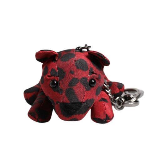 Dolce & Gabbana Red Black Polyester Animal Silhouette Keychain Keyring