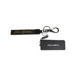 Dolce & Gabbana Black Logo Nylon Silver Brass Men Holder Keychain Keyring SMY10701