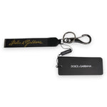 Dolce & Gabbana Black Logo Nylon Silver Brass Men Holder Keychain Keyring SMY10701