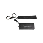 Dolce & Gabbana Black Logo Nylon Silver Brass Men Holder Keychain Keyring SMY10701