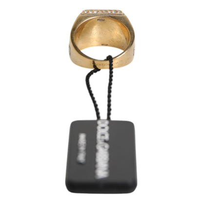 Dolce & Gabbana Gold Tone Sterling Silver 925 Crystals Ring