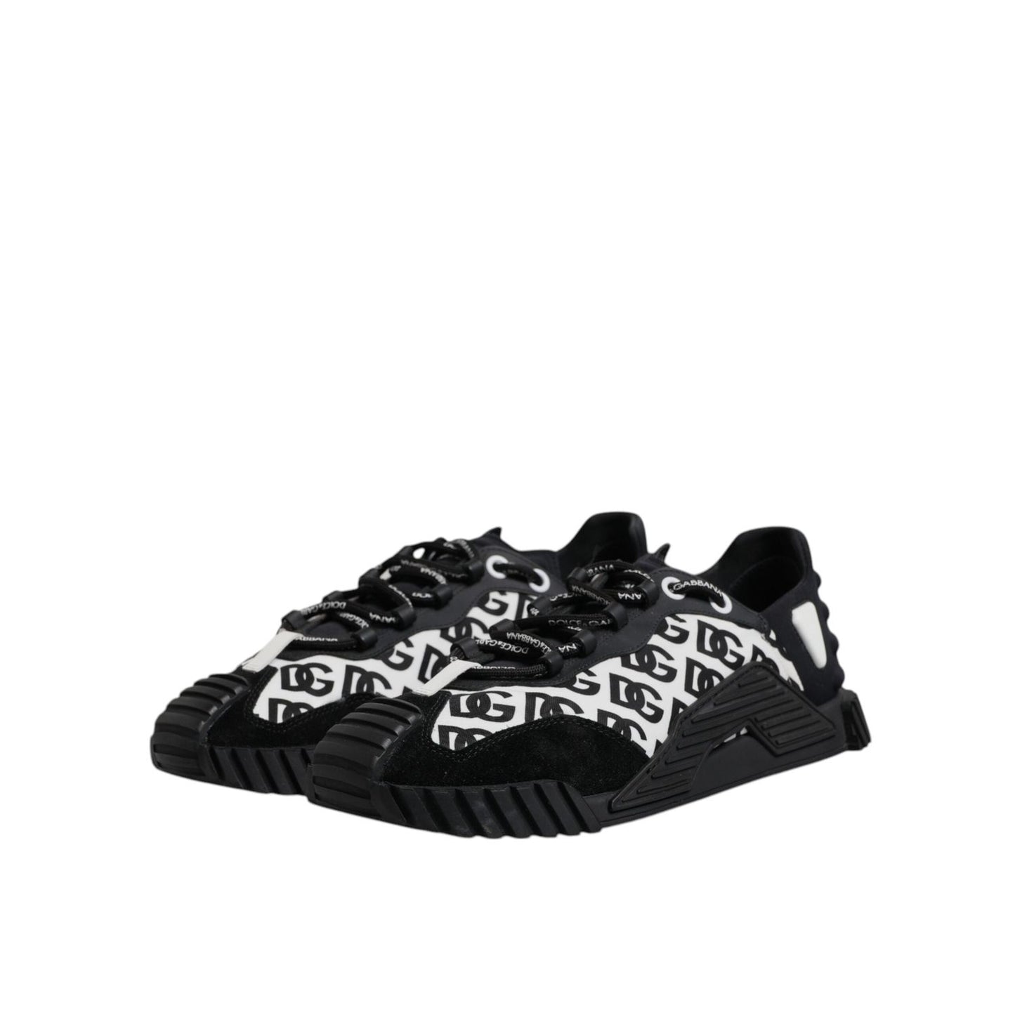 Dolce & Gabbana Black Logo Lace Up Low Top NS1 Sneakers Shoes