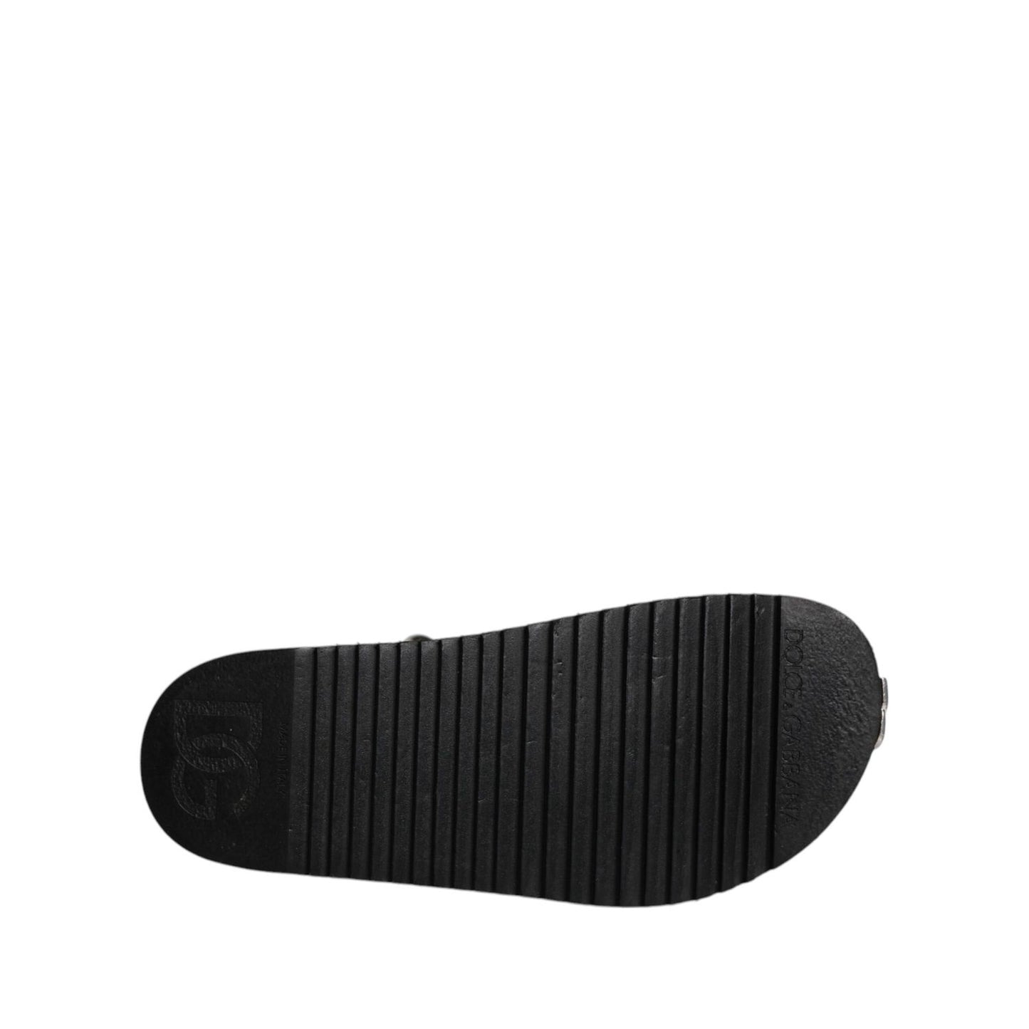 Dolce & Gabbana Black Crystal Embellish Strap Sandals Shoes