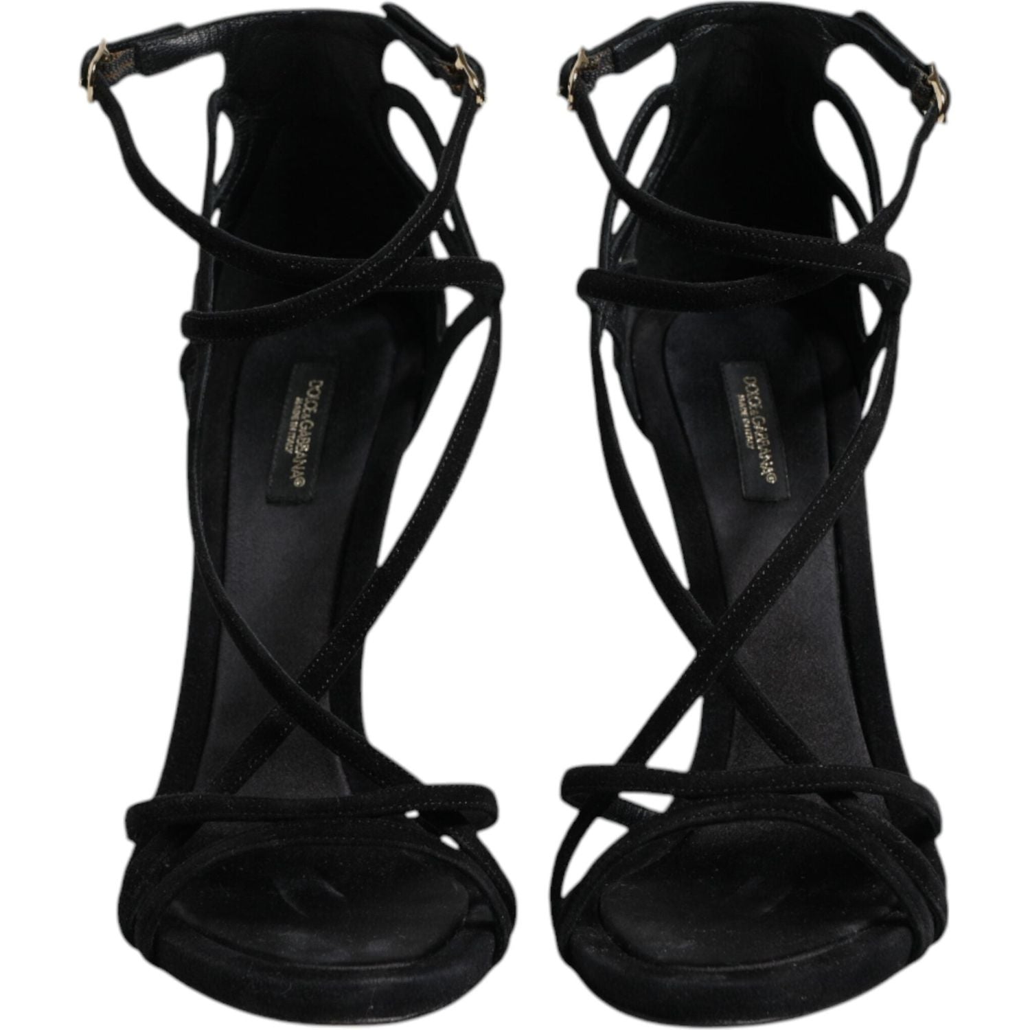Dolce & Gabbana Black Leather Stiletto Heels Sandals Shoes