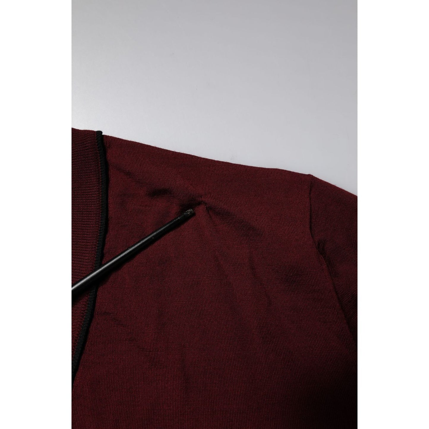 Dolce & Gabbana Maroon Cashmere V-neck Men Pullover Sweater