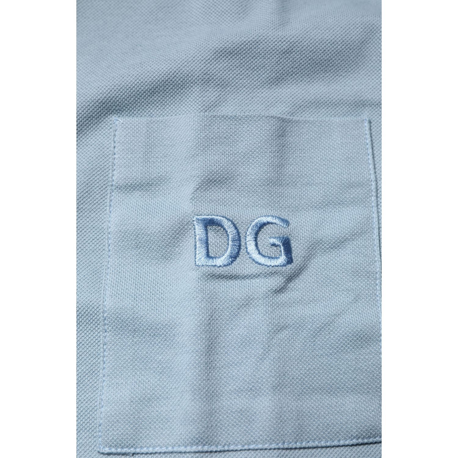 Dolce & Gabbana Blue Cotton Button Down Casual Men Polo Shirt