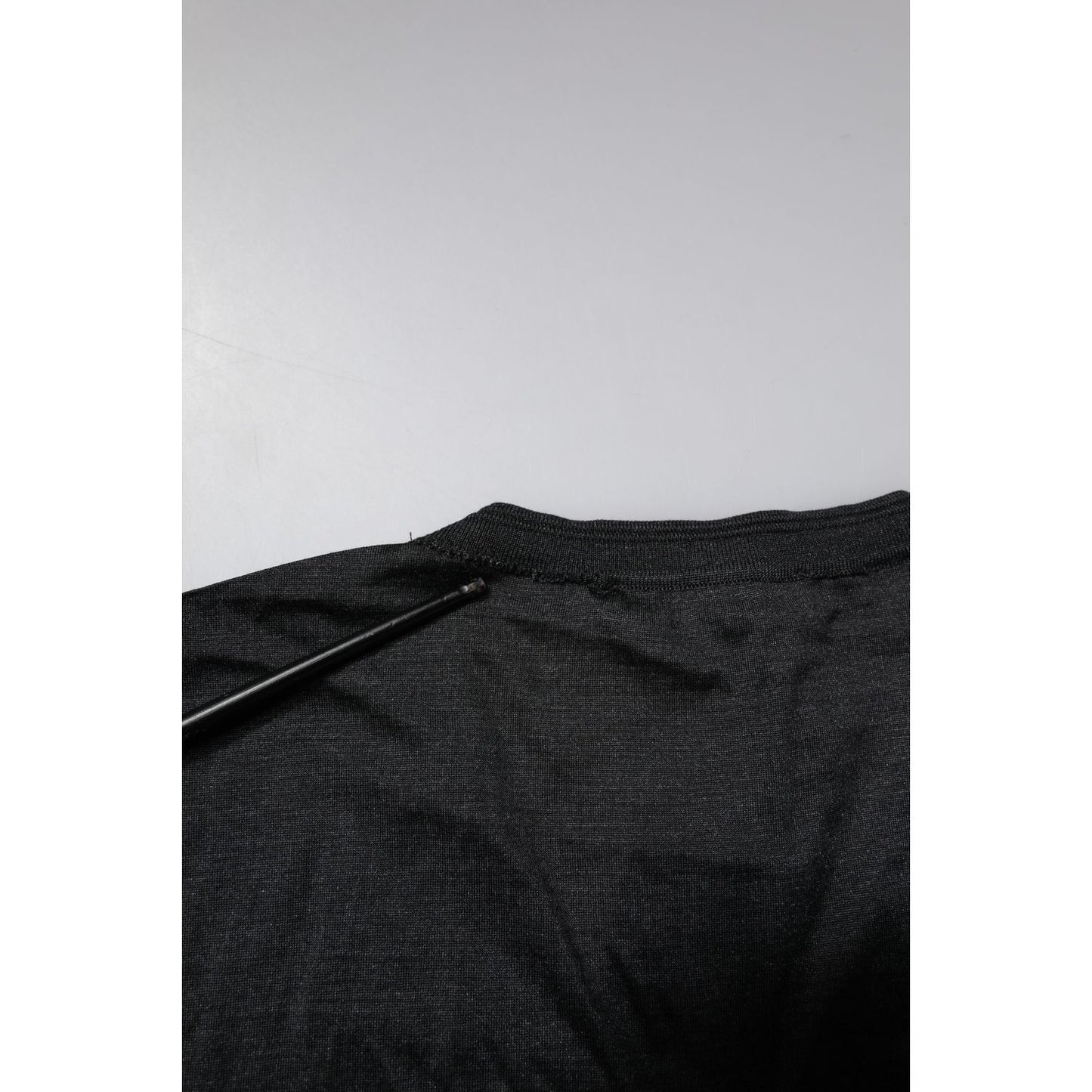 Dolce & Gabbana Dark Gray Silk V-neck Short Sleeves T-shirt