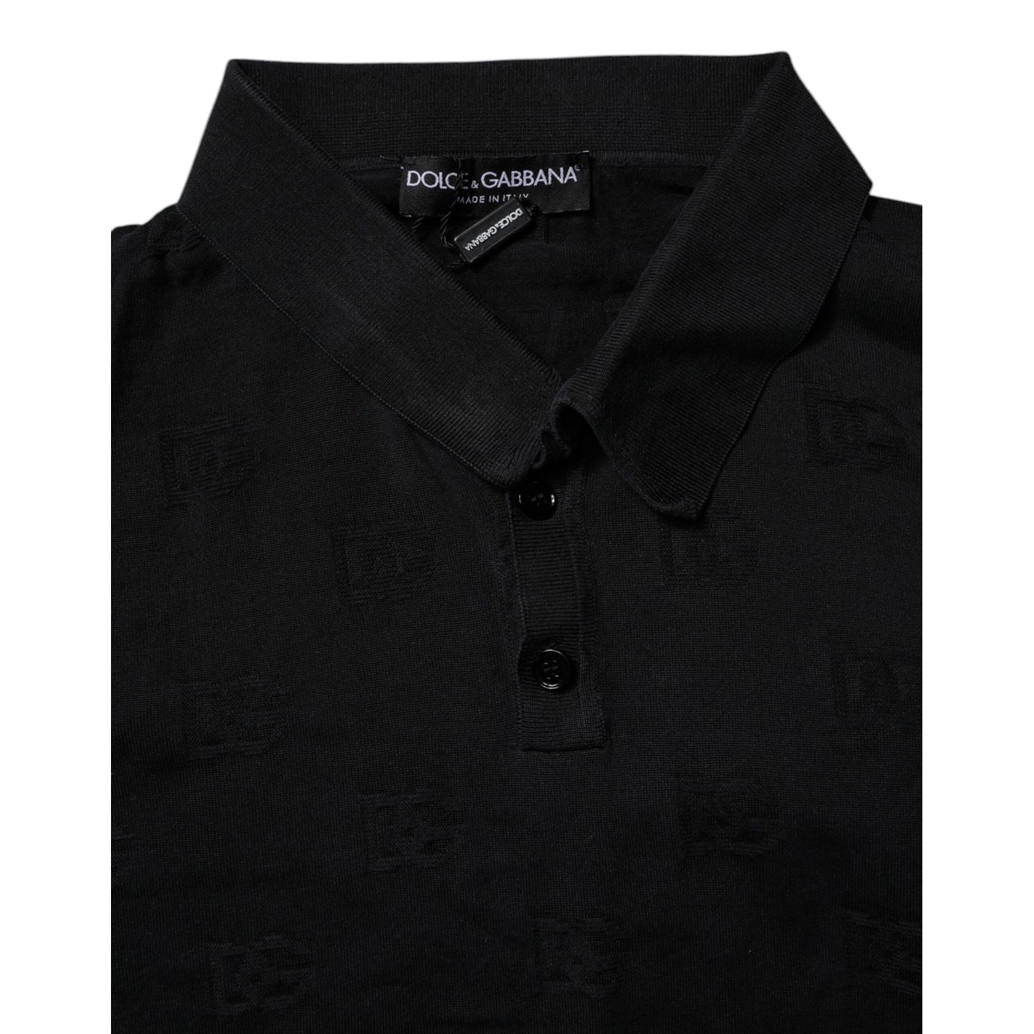 Dolce & Gabbana Black Silk Collared Polo T-shirt