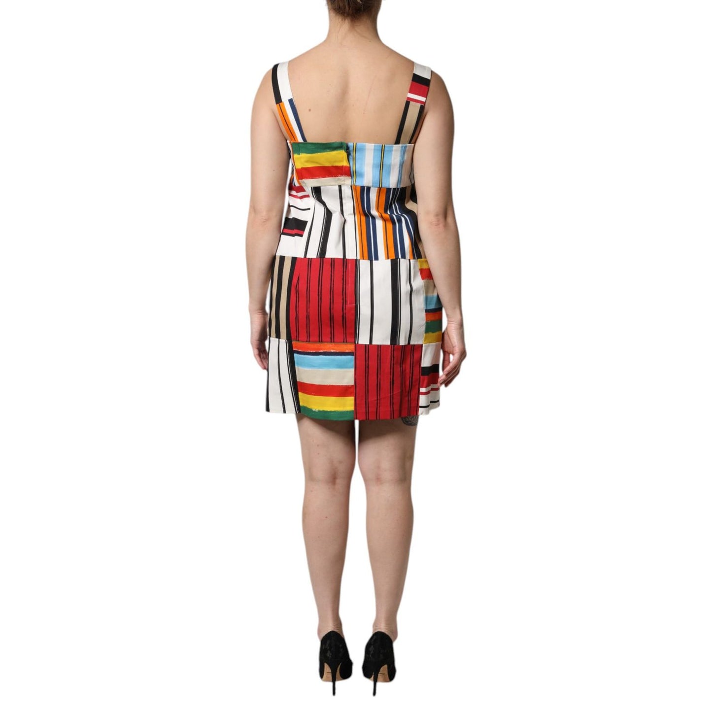 Dolce & Gabbana Multicolor Cotton Stripe Sleeveless Dress