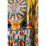 Dolce & Gabbana Multicolour Carretto Print Kaftan Twill Dress